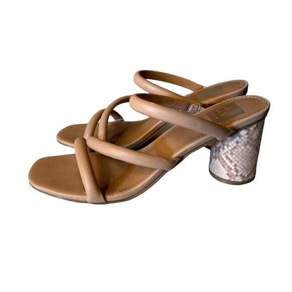 Dolce Vita Myla Sandals Size 9 Reptile Pattern Tan Strappy 3 Inch Heels - Picture 5 of 8